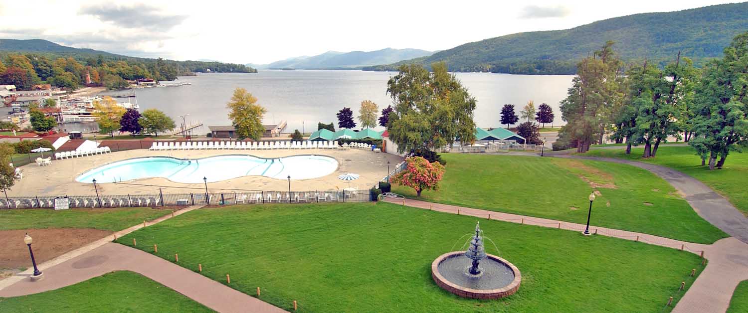 Olympic-size pool overlooking Lake George at The Fort William Henry Hotel