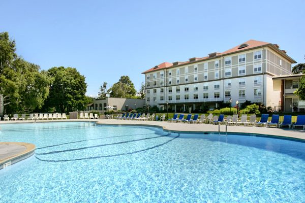 large Outdoor pool in front of hotel