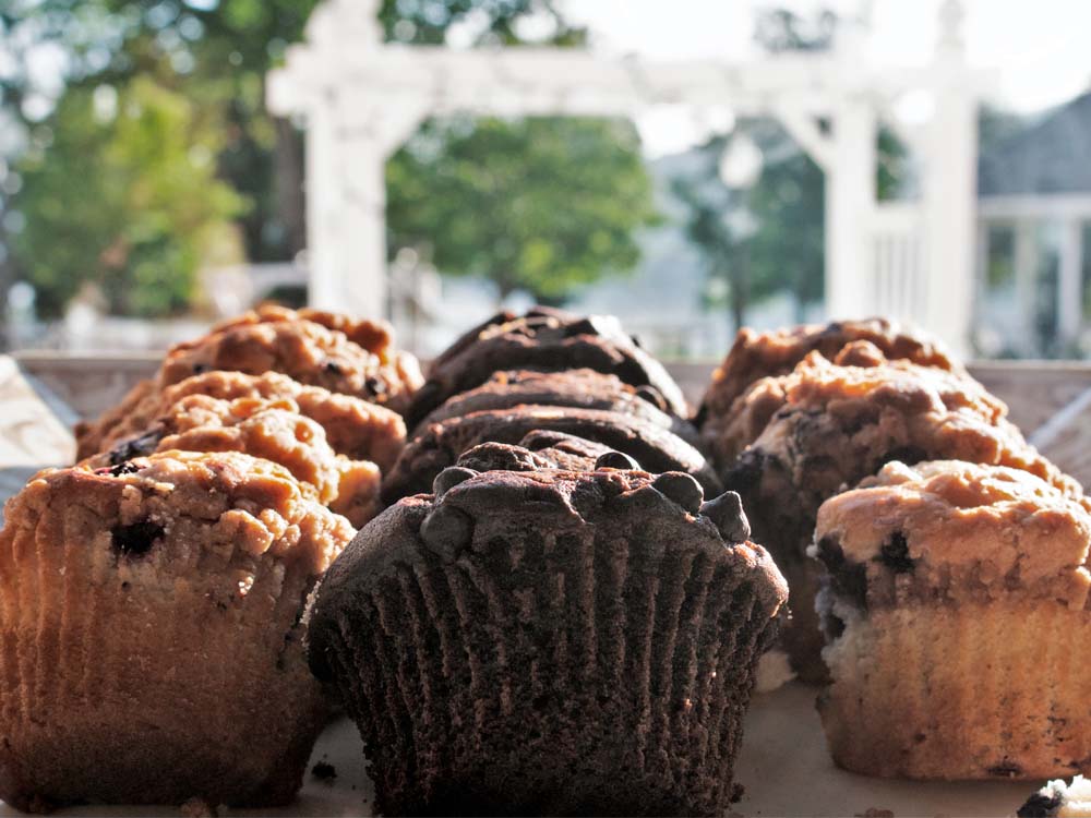 Variety of muffins at Sticky Buns Cafe