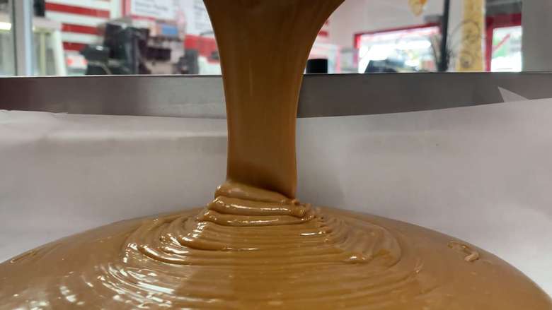 caramel being poured