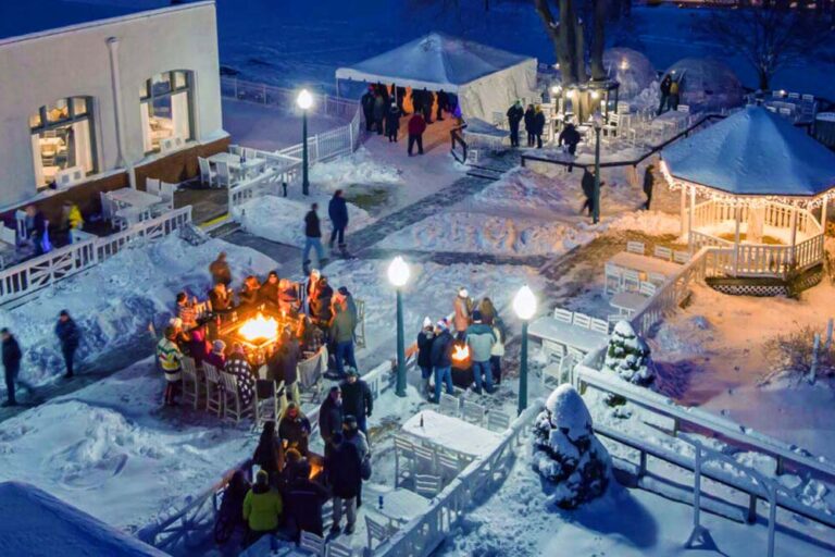 aerial view of outdoor ice bar area